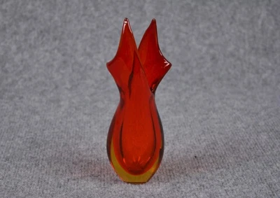 Murano Stil Vase Glas Sommerso Kunstglas Vintage 60er Spitzen 18 cm - Bild 1 von 4