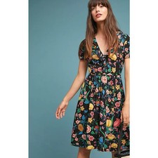 Anthropologie Maeve Bloedel Floral Mini Dress Black Size 0