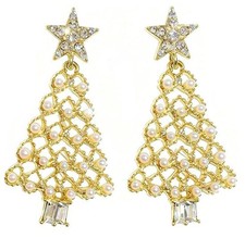 Rhinestone Fashion Crystal Christmas Tree Earrings Drop Dangle Women Jewelry