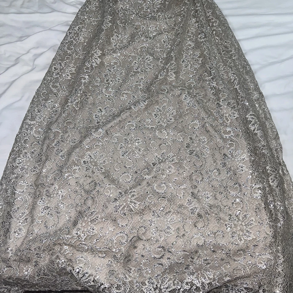 Calvin Klein Formal Dress Size 4 Champagne Lace One Shoulder Side Ruching Prom - Image 3 of 4