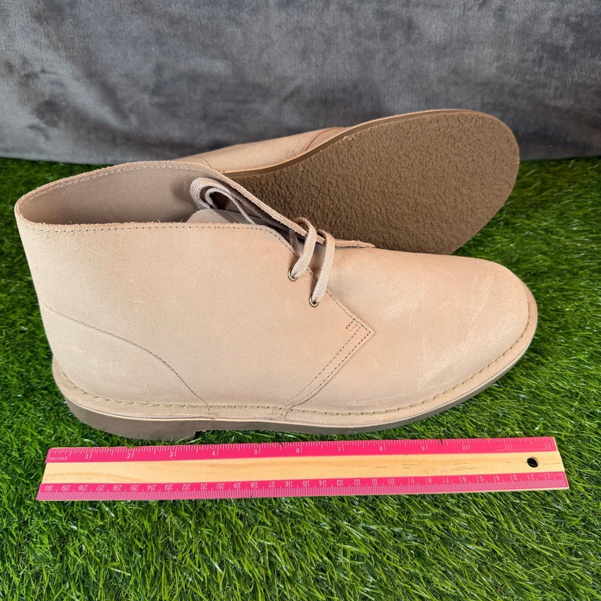 Clarks Shepton Taupe Distressed Suede Chukka Desert Boots  display picture 1