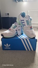 New ADIDAS ZX 8000 UK10 WHITE, PURPLE & LIGHT AQUA EF4366