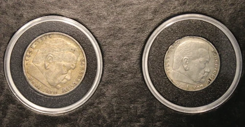 Germany 1938 5 Mark & 2 Mark Silver Coin Pair WOW! LOOK!!