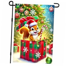 Christmas Garden Flag With Cute Design 12 x 18 Inches Festive Holiday Squirrel