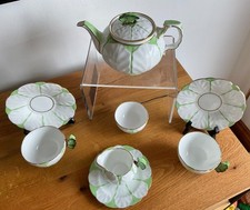 Vintage Art Deco Aynsley Porcelain Butterfly Handles Tea For Two Set 8 Pieces