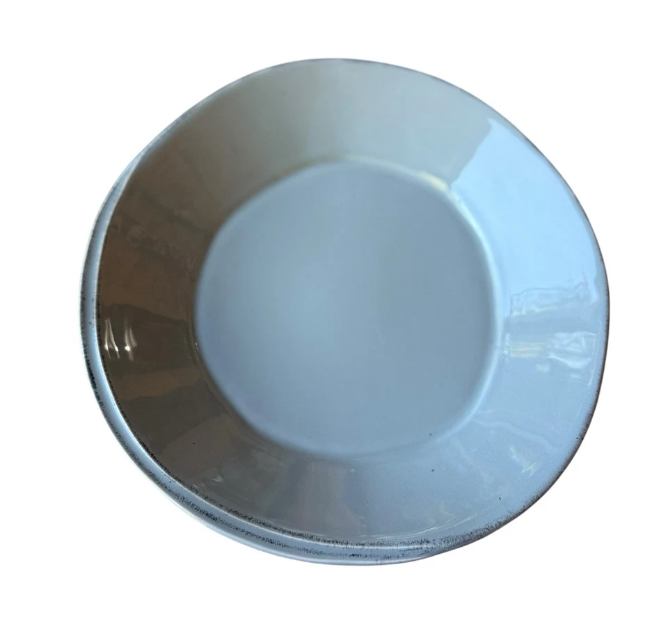 "Juego de 3 cuencos de pasta Vietri Lastra gris con borde negro asimétrico 8,75"" Italia" Foto 3 de 4