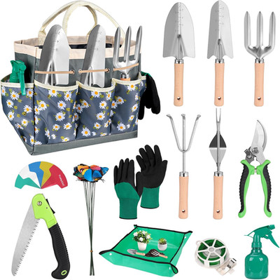 62-Piece Heavy-Duty Garden Tool Set, Complete Garden Tool Kit with Stainless Ste