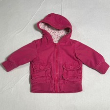 Old Navy Girls Hooded Jacket Pink 12-18M Cotton Polyester Lined