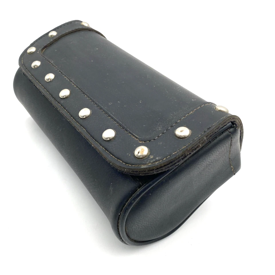Oversized Black Studded Windshield Storage Bag Pouch Harley Honda Indian Triumph - Image 2 of 4