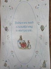 VTG Beatrix Potter Nursery Wall Art Hanging 9x18 Babies Animals Books CR Gibson