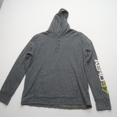 Aeropostale Mens Y2K Hoodie Shirt XL Spellout Logo Henley 1/4 Button Pullover