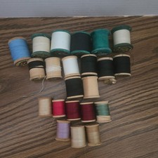 VTG Lot 22 Thread Wooden Spools J  P Coats Misc Weights  Types
