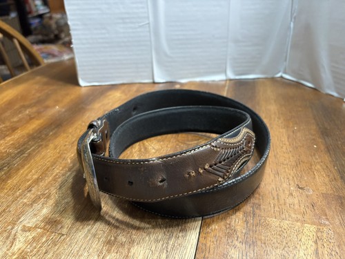 Montana Silver Smiths Belt Used 40” Length N2475401 Nocona Belt Company Brown - Picture 6 of 7