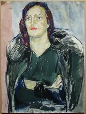 Ukrainian Soviet USSR tempera Painting postimpressionism female portrait woman