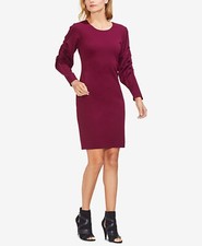 Vince Camuto Bubble-Sleeve Stretch Crepe Sheath Dress Manor Red Sz S $128