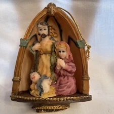 Nativity Christmas Manger Ornament Joseph Mary & Baby Jesus
