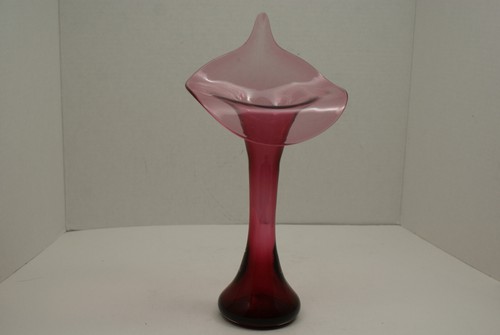 Pilgrim Cranberry Glass Vase Jack In The Pulpit Hand Blown 12.5" Tall - Picture 2 of 9