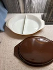 Pyrex 1 Quart Divided Baking Dish Casserole With Lid Vintage