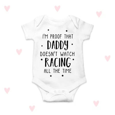 LOVE U LOTS GIFTS F1 Baby Grow Daddy Racing Karts lustiger Baby Body Neugeborenes Geschenk Jungen Mädchen