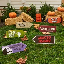 Hauntlook Halloween Directions Themed Street Yard Signs Pack