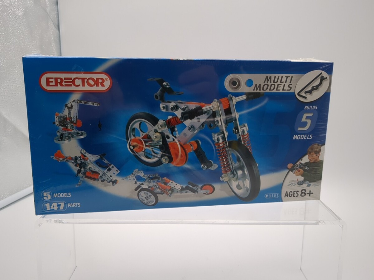 ERECTOR Set #3501 Multi Model 147 Parts - BIKE Helicopter CRANE