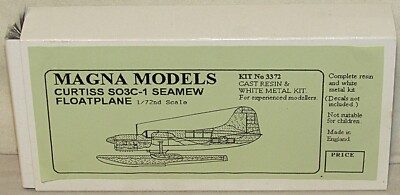 Magna Models #3372 Curtiss S03C-1 Seamew Floatplane 1:72 Scale Open Box - New