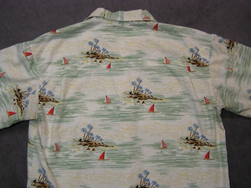 Bubba Gump Hawaiian Aloha Shirt Cotton-Rayon Island Sailboats Green Theme Size L - Picture 11 of 11