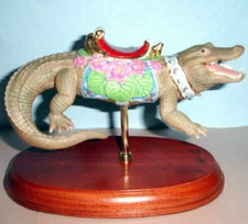 Lenox Carousel ALLIGATOR Porcelain Sculpture LMTD EDT 8.25"L Wood Base New