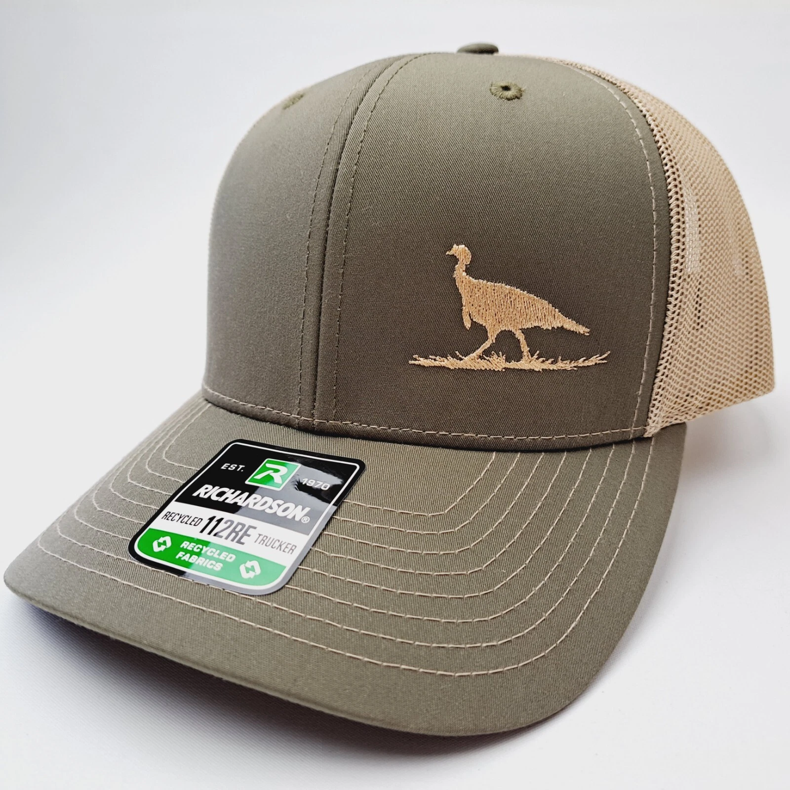 Turkey Hunter Embroidered RIchardson 112 RE Mesh Snapback Cap Hat Loden