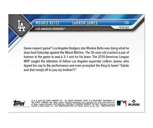 LeBron James Mookie Betts - 2023 MLB TOPPS NOW 736 Legends Salute - - Picture 2 of 4