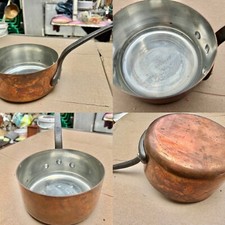 Alte Kasserolle Pfanne Kupfer rund L 27 cm I