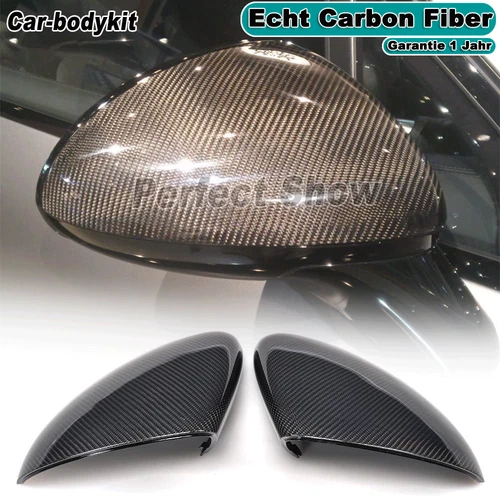 Pair Carbon Fiber Mirror Caps Rear View Mirror Cover For Porsche Cayenne 958 10-15