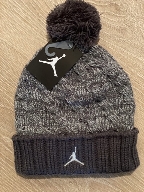 Nike Air Jordan Jumpman Pom Beanie Winter Hat Dark Grey Cable Knit for sale online | eBay