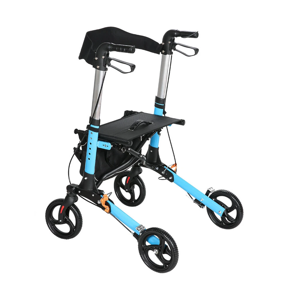 Folding Rollator Walker Aluminium Walking Frame Mobility Aid Lightweight 4Wheels - image 2 of 4