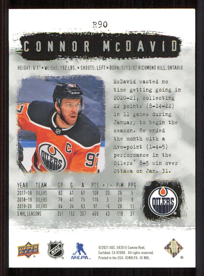 2020-21 SP Authentic '00-01 Retro #R90 Connor McDavid - Image 2 of 2