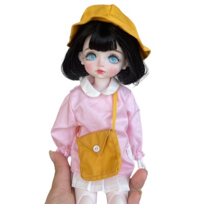 1/6 BJD Doll Toy Cute Girl Doll Dress up Clothes Hat Shoes Full Set Finished
