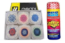 Carrom Tournament Striker Pack of 2 Excellent Re-Bounce & 160GM Carrom Powder