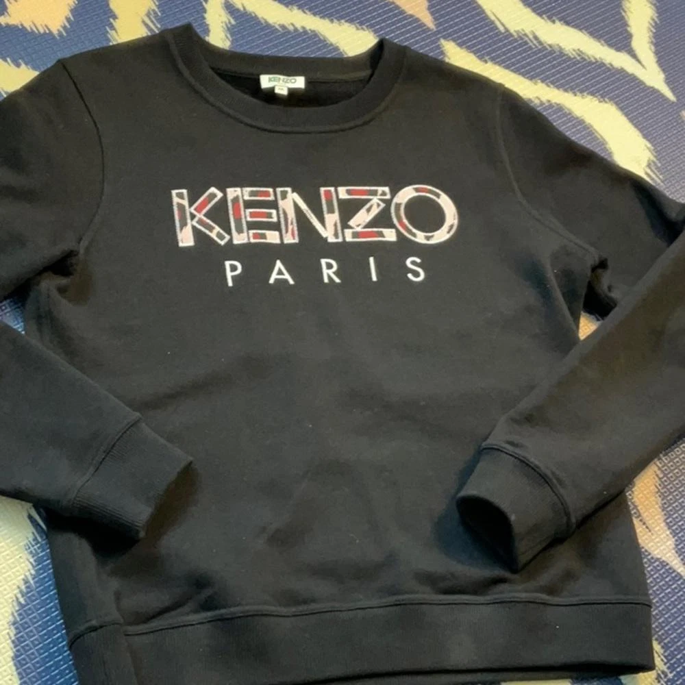 Felpa donna Kenzo Paris ricamata media nera