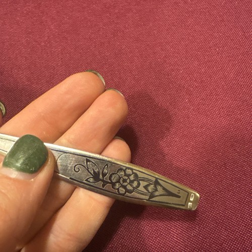 Vintage Sowjetisch Russische UdSSR 875 SILBER Niello Löffel Blumen Schön! - Bild 9 von 13
