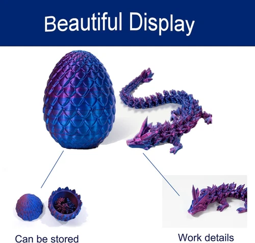 3D Printed Dragon Egg Full Articulated Crystal Dragon Fidget Toy Home Decor Toys - Picture 7 of 9