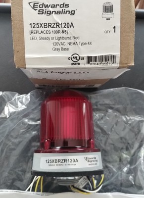 Edwards Signaling LED, Steady Or Lightburst, Red, 120VAC, NEMA TYPE 4X GRAY BASE