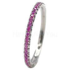 1ct Round Lab-Created Ruby Eternity Stacking Wedding Band 14k White Gold Plated