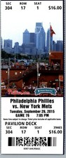New York Mets vs Philadelphia Phillies 9/29/2016 Ticket Ryan Howard