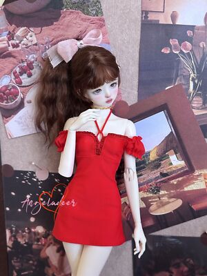 1/4 Puyoo 1/3 IP SID EID BJD Clothes Low Cut Halter Sling Short Dress Red Black