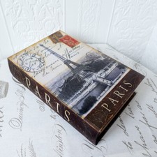 Buchattrappe Geschenkbox Buch Schatulle Safe Kiste Paris Vintage Shabby H27cm