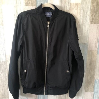 Topman Bomber Jacket Mens size Small Black Dark Academia