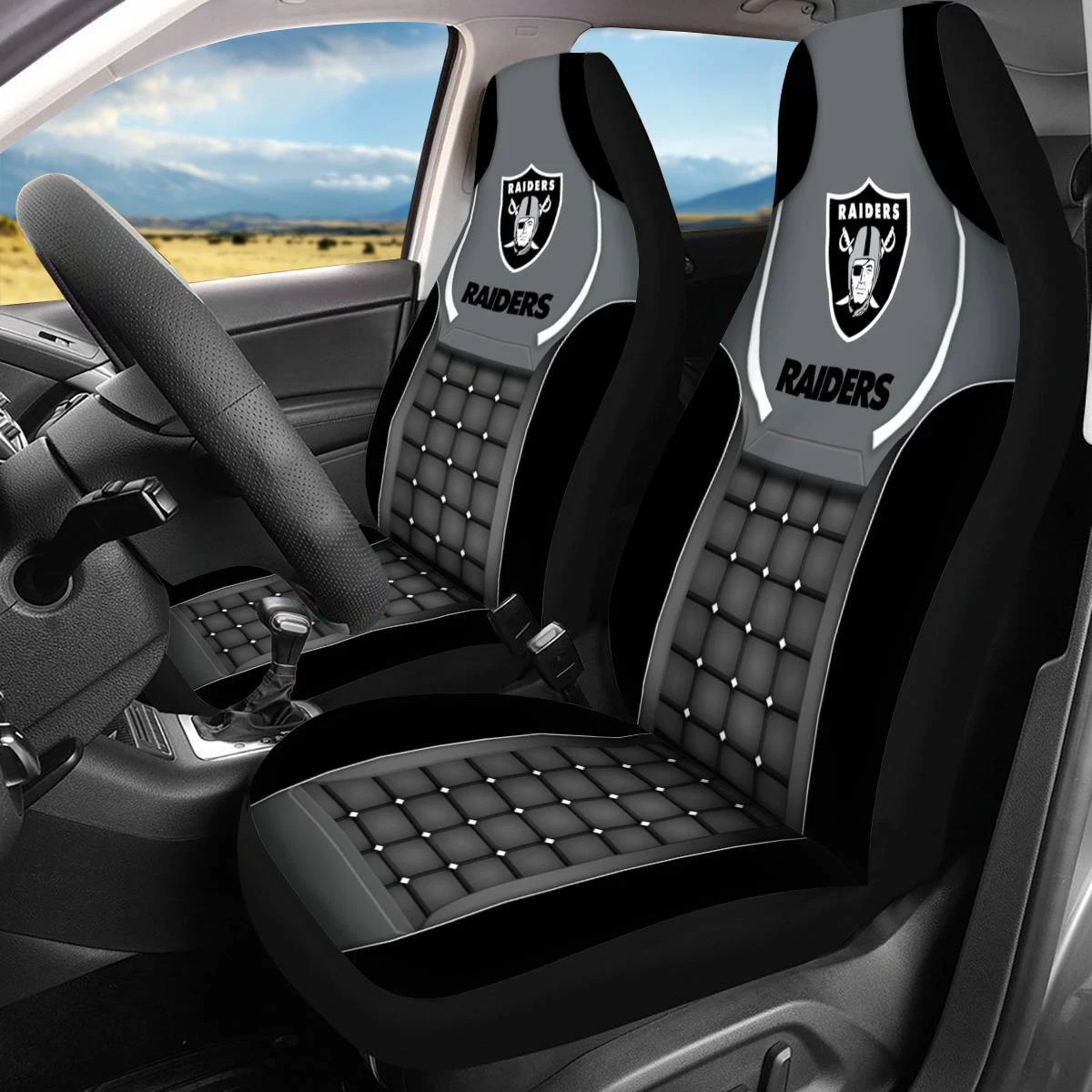 US Las Vegas Raiders Car Front Seat Cover 2PCS Universal Truck Protectors Gift