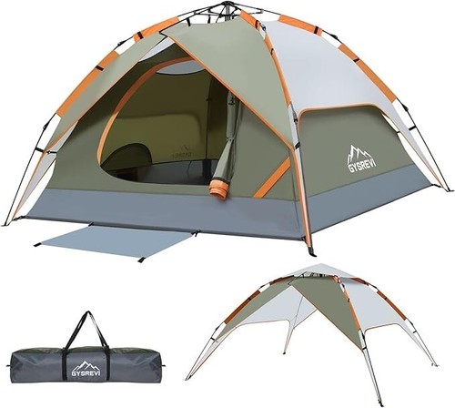 Tenda Campeggio 2-4 Persone,Tenda da Campeggio Automatica Doppia Porta