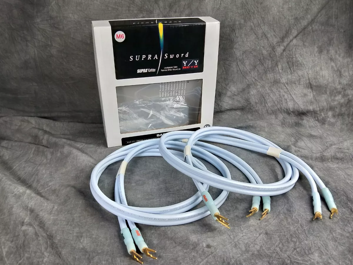 SUPRA SWORD M6 Y / Y LoudSpeaker cable 2M W/ Original Box In Excellent