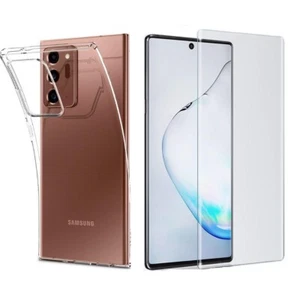 Pour SAMSUNG GALAXY NOTE 20 TEMPERED GLASS SCREEN PROTECTOR + CLEAR TPU GEL CASE
